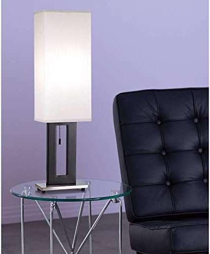 360 Осветлување лебдечки модерни ламби за маса 30 висок сет од 2 црни метални отворени рамка бела ткаенина правоаголна кутија сенка