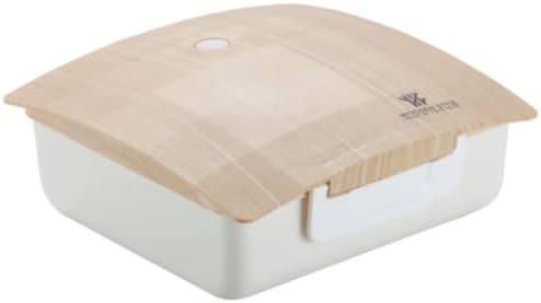 Кутија за ручек за кутија за кутија за ручек Дрвени суши Едноставно бенто кутија училиште/канцелариски овошје пикник за возрасни и деца, бело,