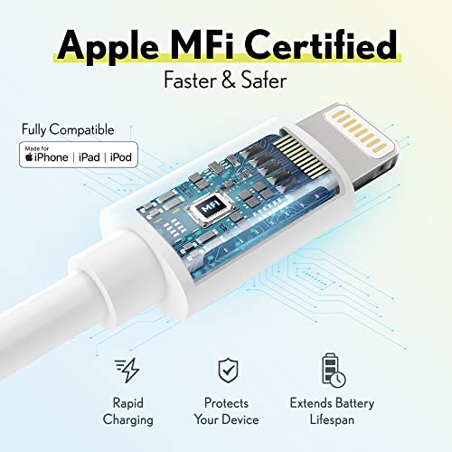 Прекувремена работа iPhone Полнач Кабел 4 Нога, Apple MFi Сертифициран USB На Молња Кабел, 4FT USB Кабел за iPhone 14/13/12/11/Pro/Max/Mini/SE/XR/XS/Xs