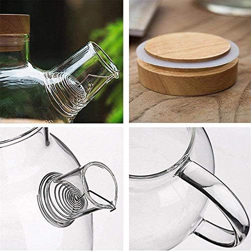 KMMK стаклена котел за стакло, чајник чајник 1,6 l/l стаклена вода котел со голем излез водоотпорен транспарентен сад карафе со ќебе