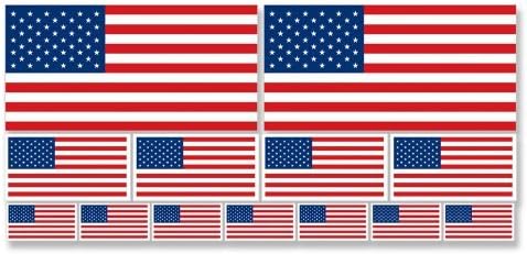 Лист со повеќекратни налепници на знаме на САД