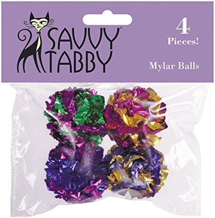 Savvy tabby mylar топки мачки играчки, 4-пакувања