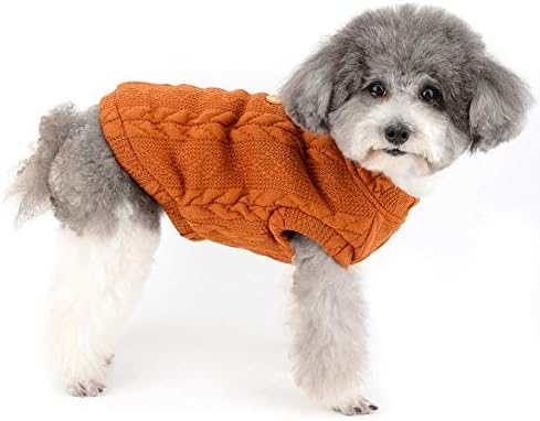 Зунеа мало кучиња џемпер палто Зимско топло руно наредено класичен кабел плетена кутре облека мек памук миленичиња пулвер скокач