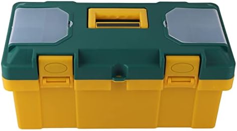 Хардверска кутија за алатки, хардверска алатка за алатки Преносно складирање со отстранлив фиока мали делови кутија жолти и зелени, кутии