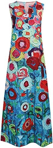 Tifzhadiao летни фустани за женски случајни без ракави лабави макси фустан Бохо лабава забава плажа Туника фустан Функции