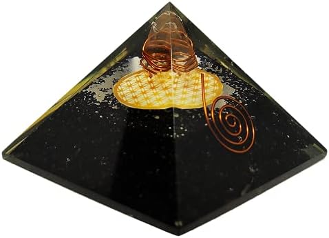 Sharvgun Meditation Black Tourmaline Stone Orgone Pyramid Crystal Crystal 65-75mm EX-LG
