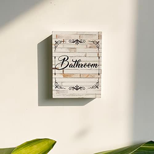 Фарма куќа бања дрвена кутија знак 6 x 8 инчи, бања дрвена кутија знак уметнички биро декор рустикален плакета за wallидна полица таблета