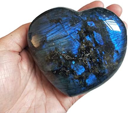 LGW Crystal 7-8cm Природно лабрадорит срцев месечина, природни камења и минерали, заздравуваат накит Loveубовна декорација